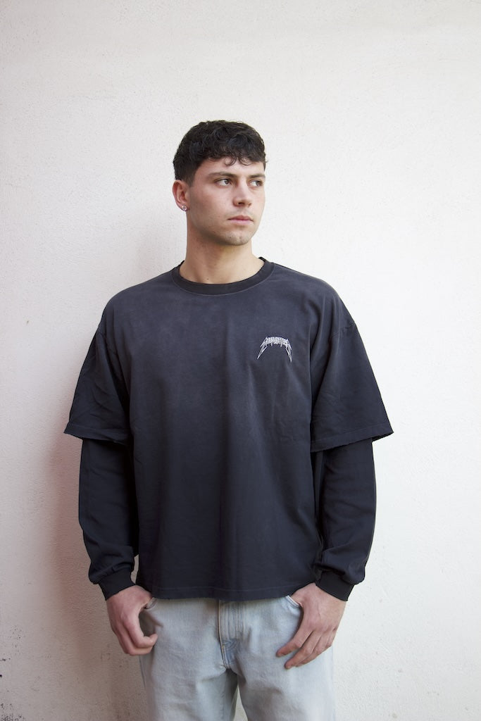 Metal Longsleeve Washed Black Acupuncture